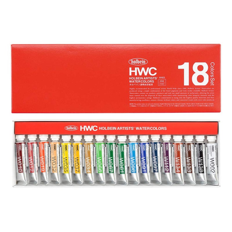 Holbein Artist's Watercolors Set of 18 5ml Tubes W403 - Image 1